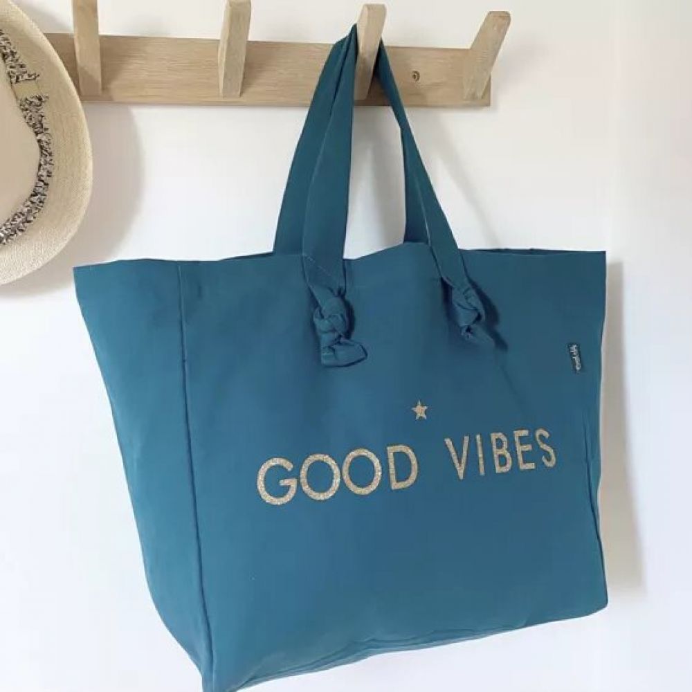 Sac cabas bleu paon - Good Vibes