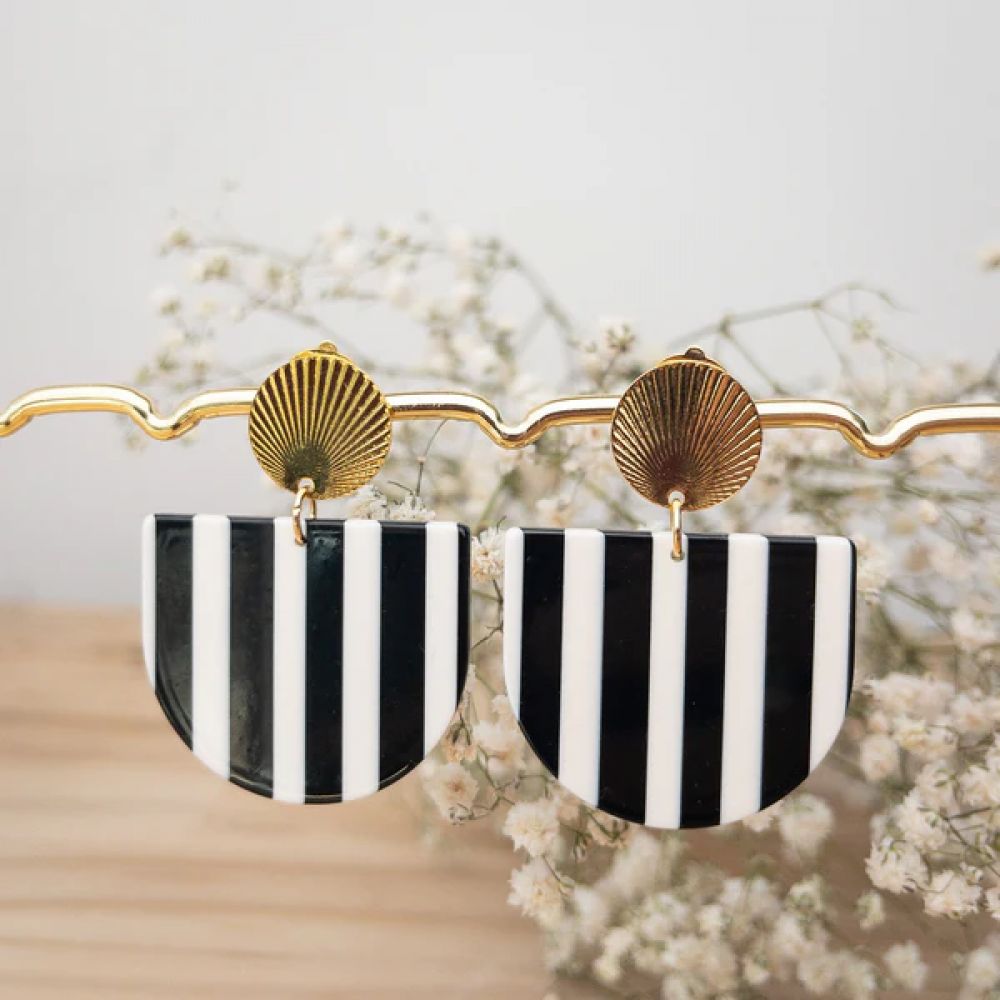 Boucles d'oreilles Clips - Charlotte - Rayé