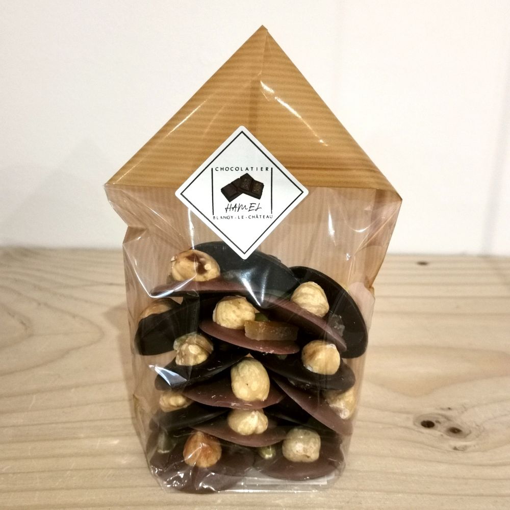 Mendiants noir & lait - sachet 100g - Chocolaterie Hamel