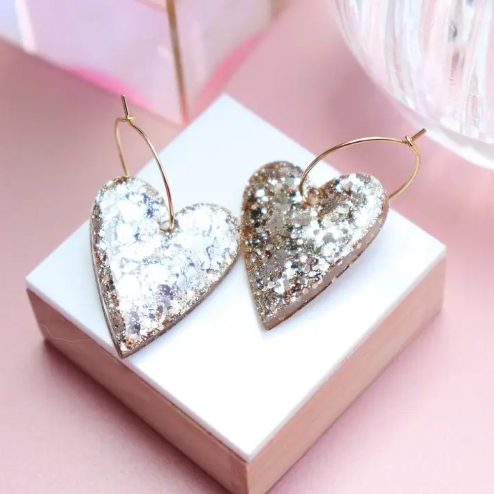 Boucles d'oreilles - Mimi coeur créole - Champagne