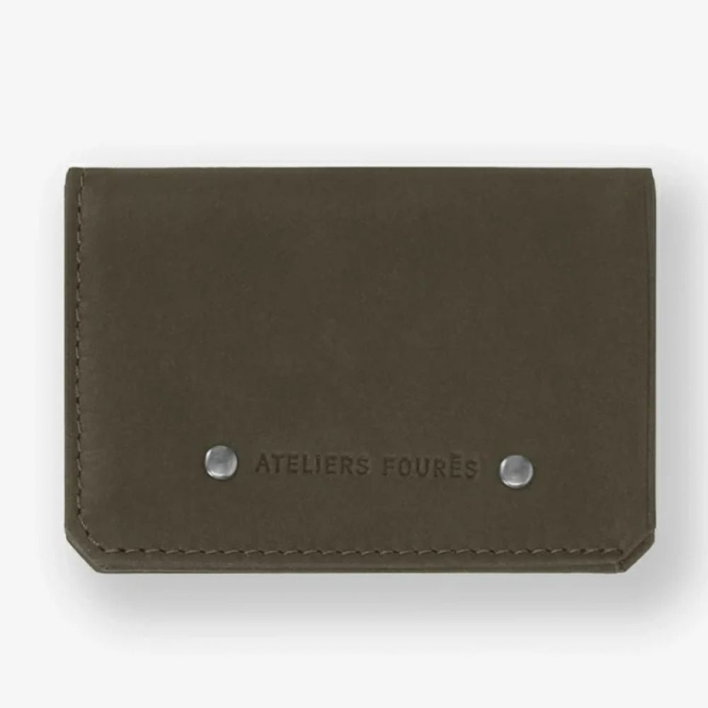 Porte-cartes et billets en cuir plein fleur - Bronze kaki