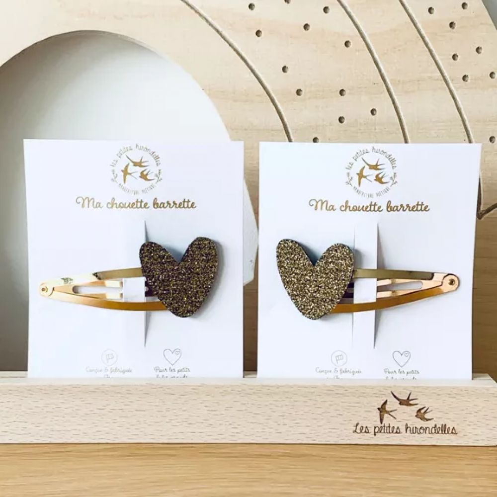 Barrette à cheveux - grand format - simple - Coeur doré