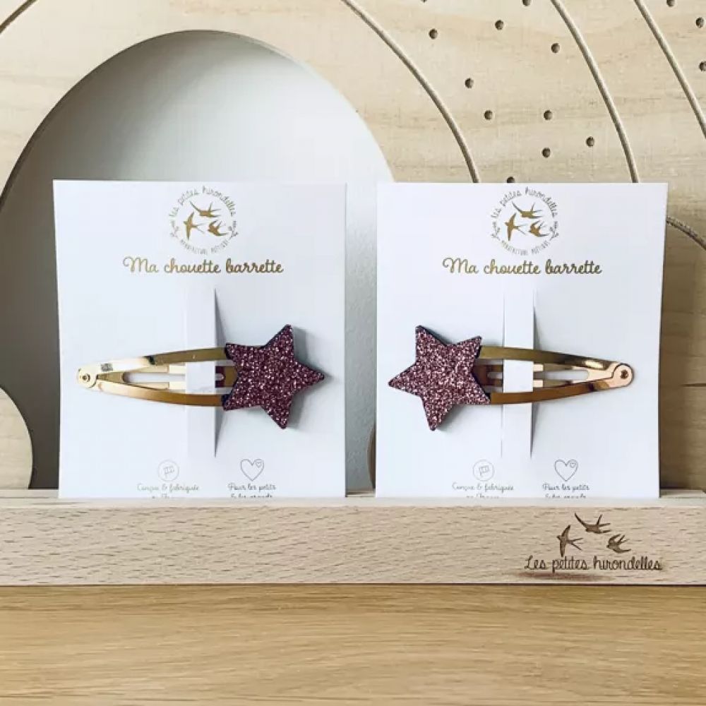Barrette à cheveux - grand format - simple - Etoile rose