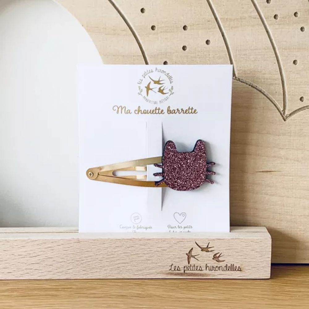 Barrette à cheveux - grand format - simple - Chat rose