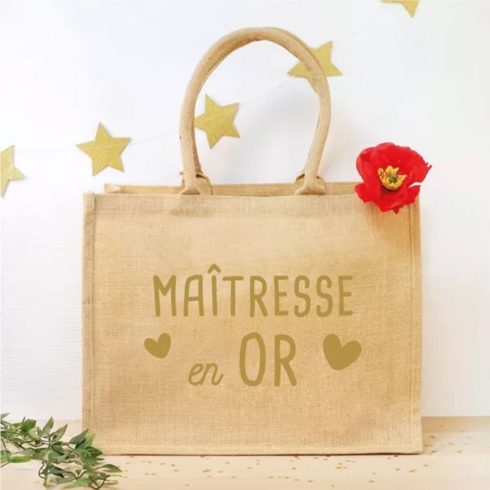 Grand panier en jute - Maîtresse en or