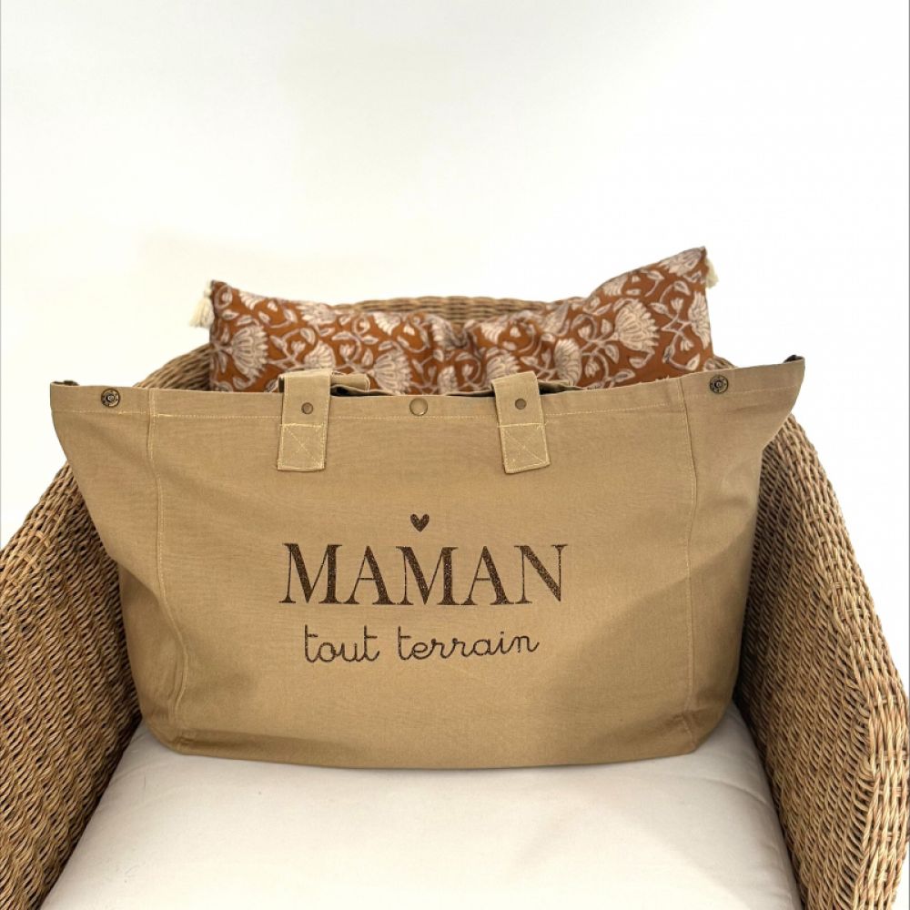 Grand cabas beige sable - Maman tout terrain