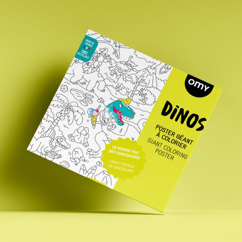 Poster géant à colorier - Dinos - Le monde fou des dinosaures