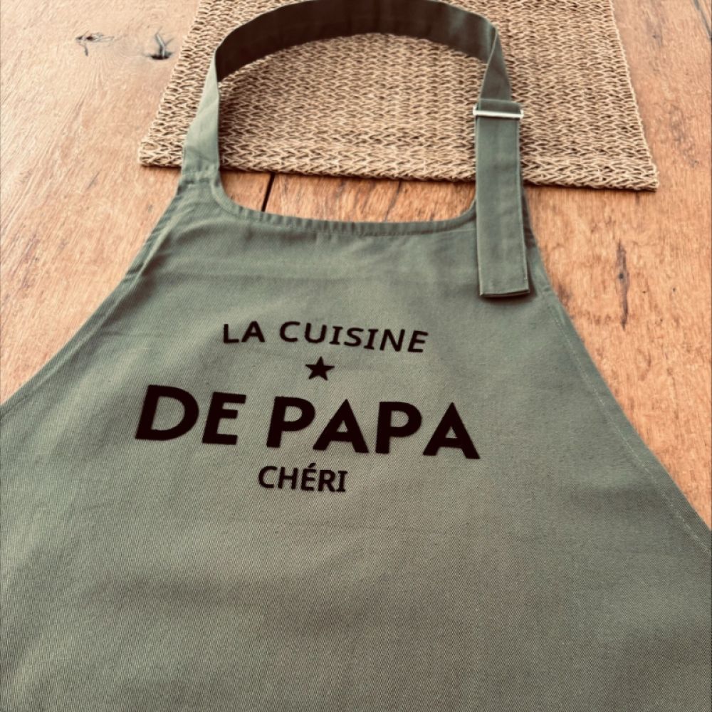 Tablier - kaki - La cuisine de papa chéri