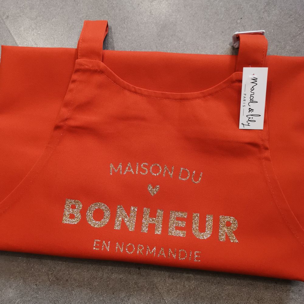 Tablier - mandarine - Maison du bonheur en Normandie