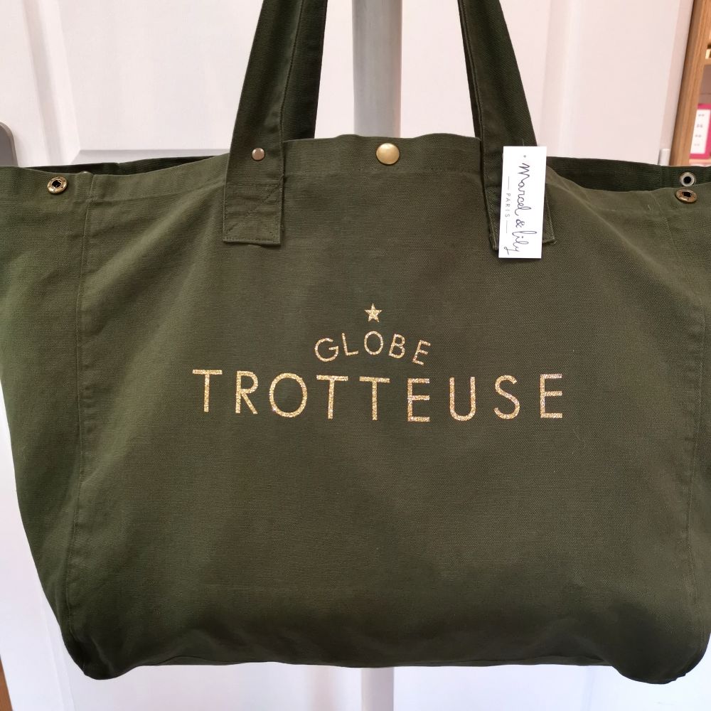 Grand cabas vert forêt - Globe-Trotteuse