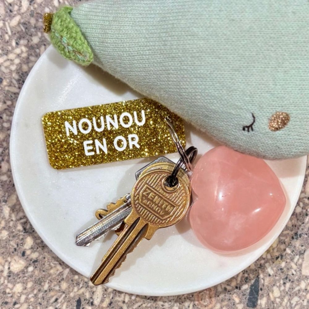 Porte-clés à paillettes - doré - Nounou en or