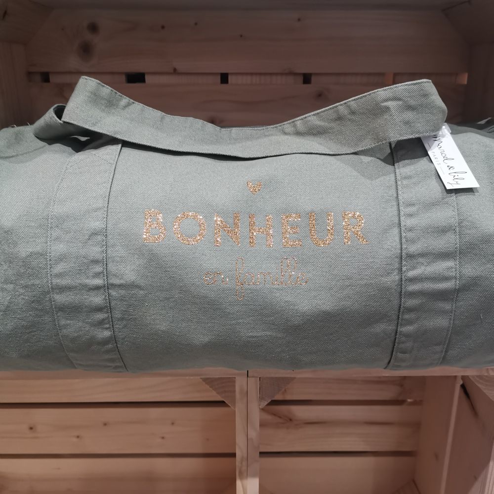Sac polochon sauge - Bonheur en famille