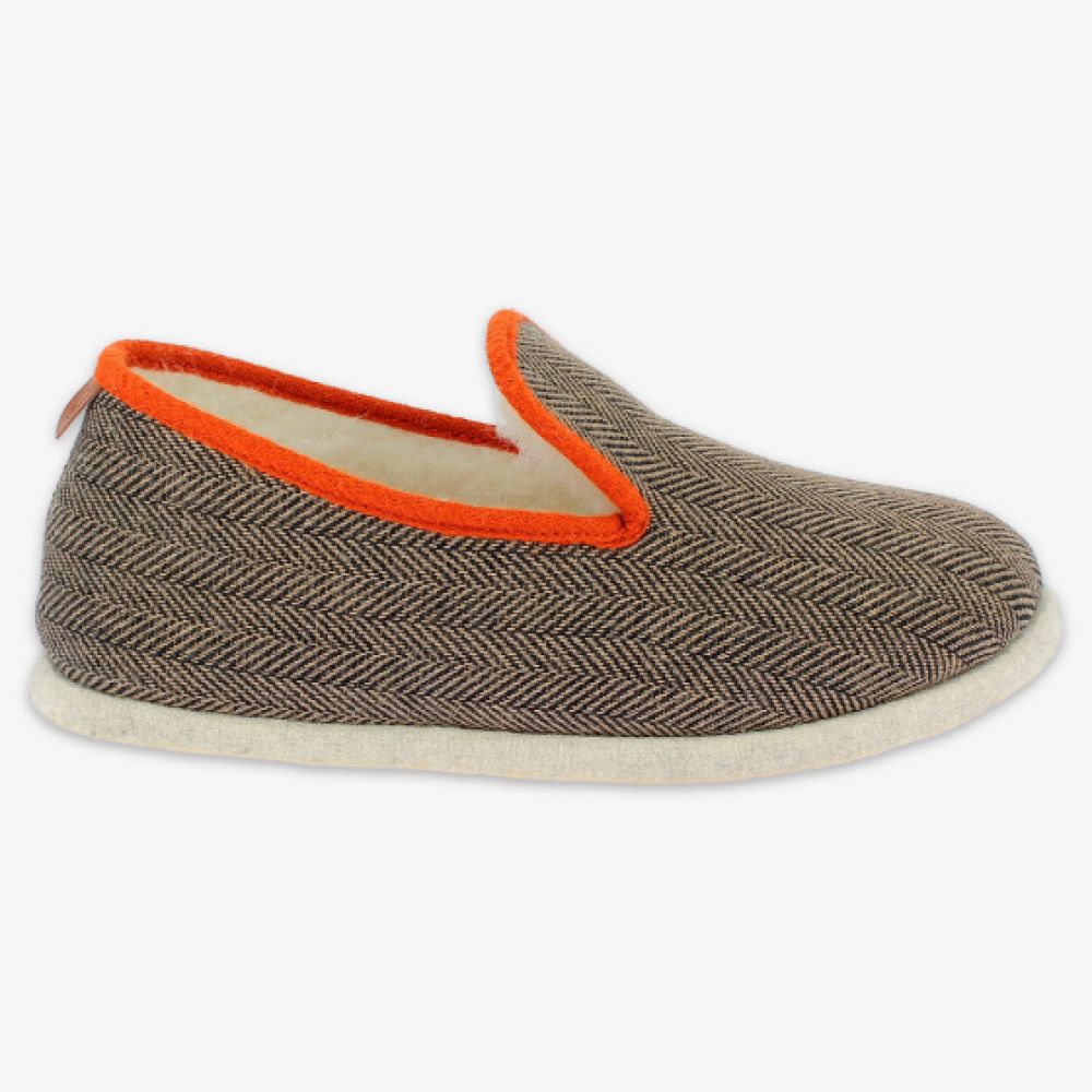 Chaussons charentaises - Curtis marron liseré orange - Pointure 42