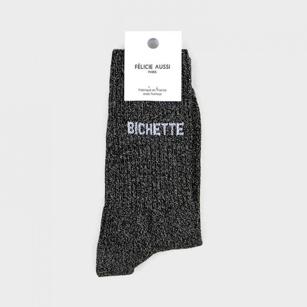 Chaussettes à paillettes 36/40 - Noir - Bichette