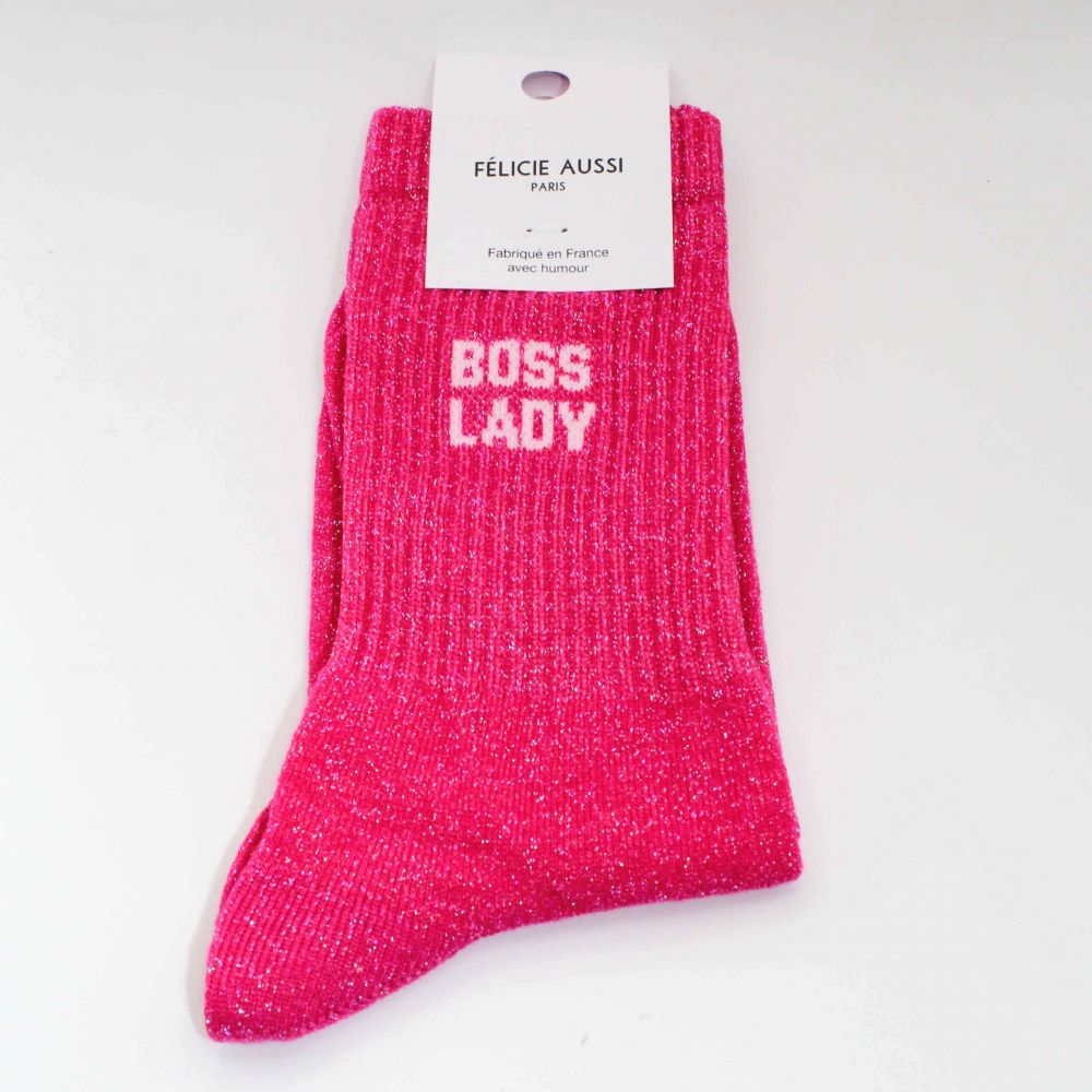 Chaussettes à paillettes 36/40 - Rose fluo - Boss Lady