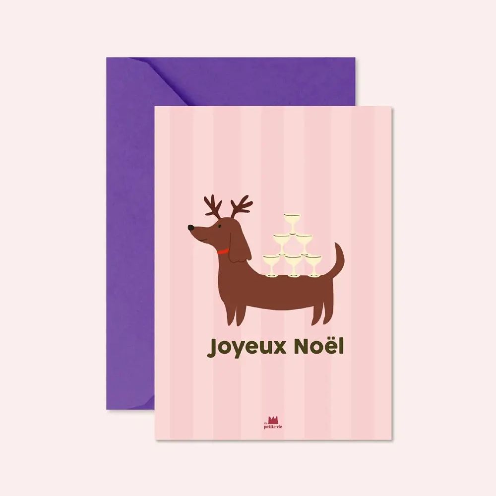 Carte - Joyeux Noel chien teckel