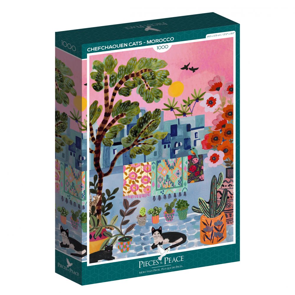 Puzzle 1000 pièces - Chats de Chefchaouen Maroc