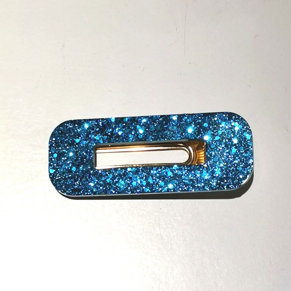 Barrette à cheveux - rectangle - Bleu aqua
