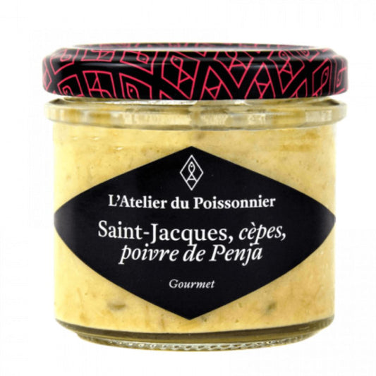 Rillettes de Saint-Jacques cèpes poivre de Penja
