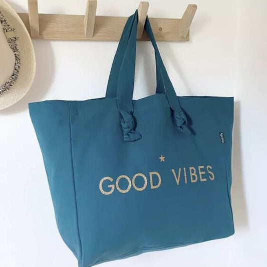 Sac cabas bleu paon - Good Vibes