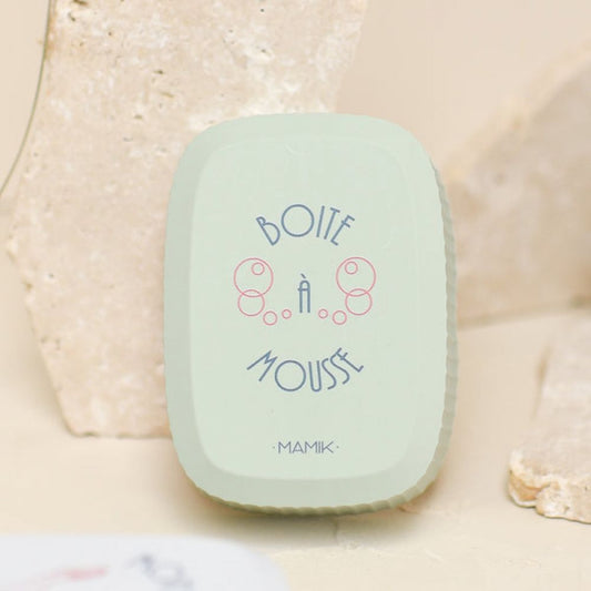 Boite à savon shampoing rectangle Mamik - vert - porte savon intégré - Boite à mousse
