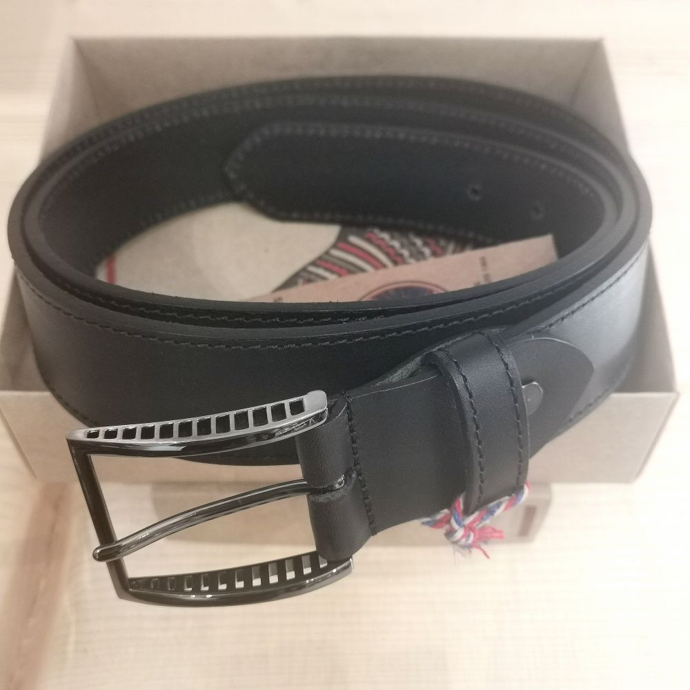 Ceinture cuir 35mm surpiquée modèle 509 boucle - Noir