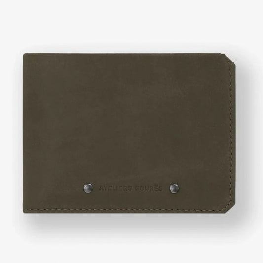 Portefeuille italien en cuir pleine fleur - Bronze kaki