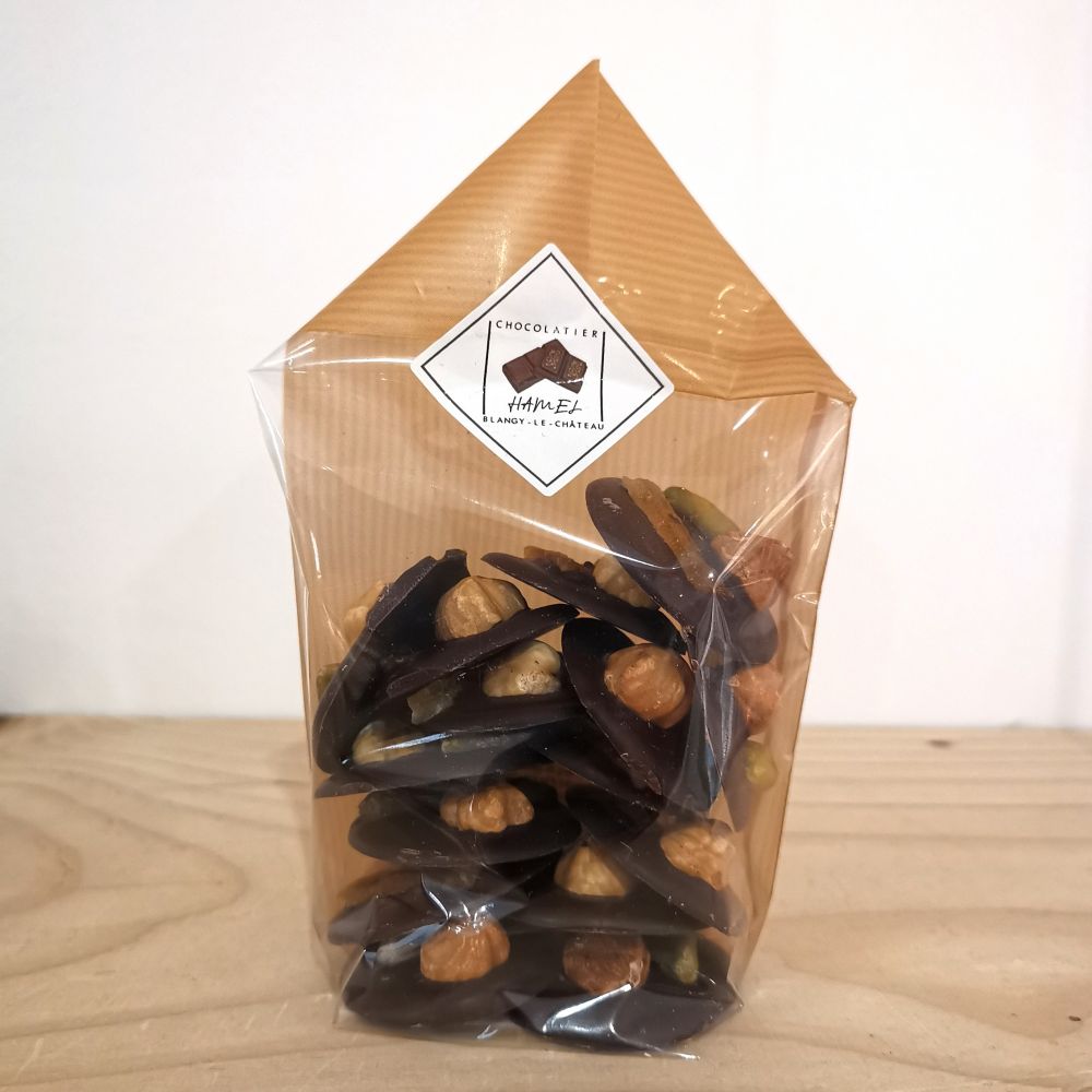 Mendiants noir - sachet 100g - Chocolaterie Hamel