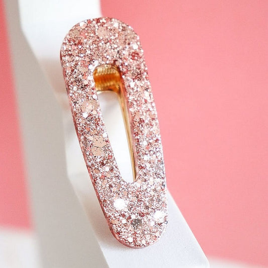 Barrette à cheveux - triangle - paillettes rose bold