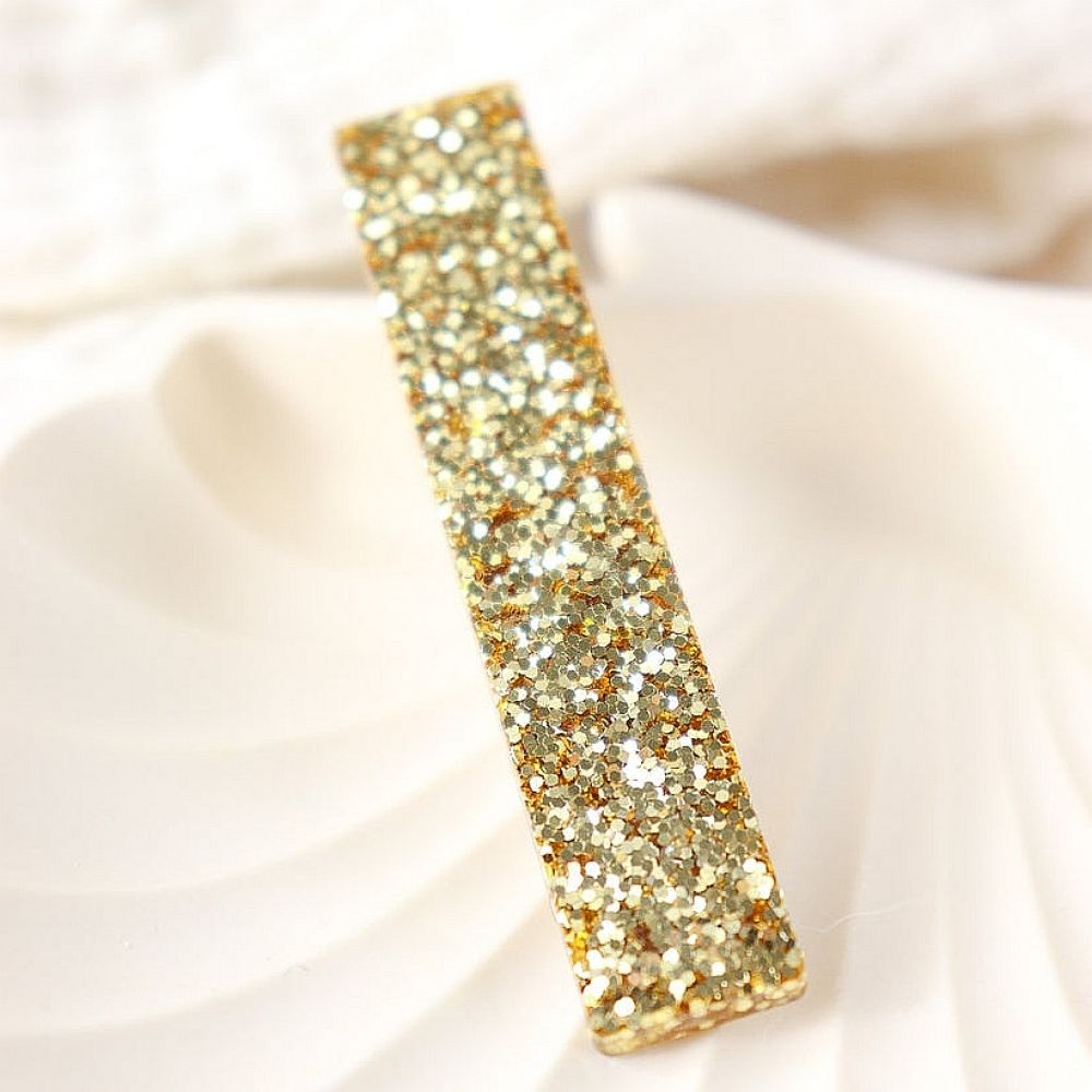 Barrette à cheveux - droite - paillettes larges dorées