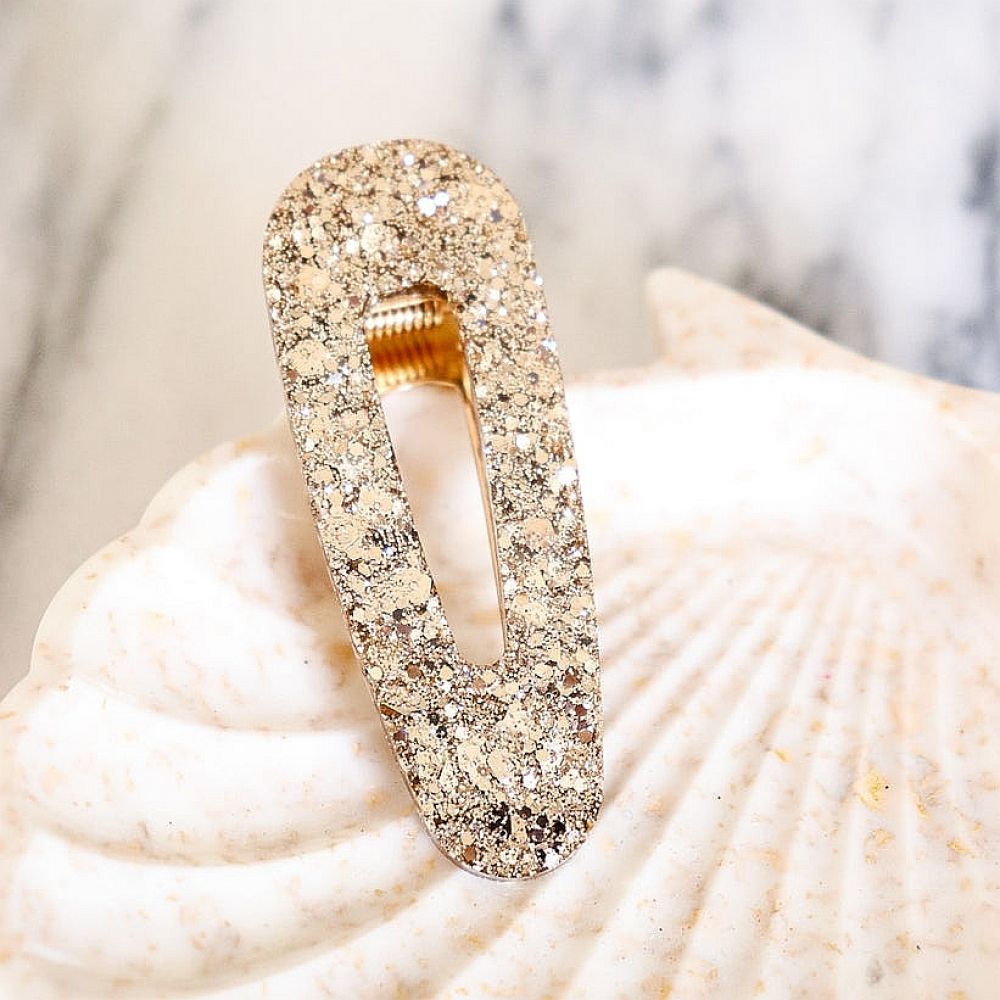 Barrette à cheveux - triangle - paillettes champagne