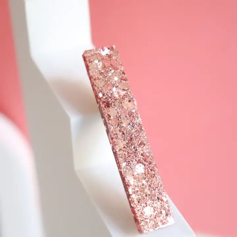 Barrette à cheveux - droite - paillettes rose bold