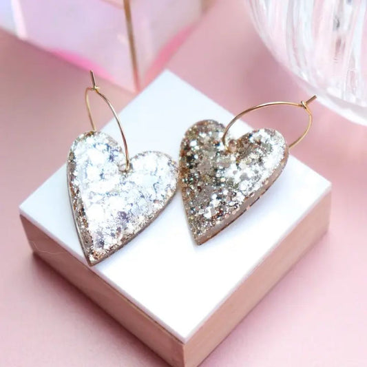 Boucles d'oreilles - Mimi coeur créole - Champagne