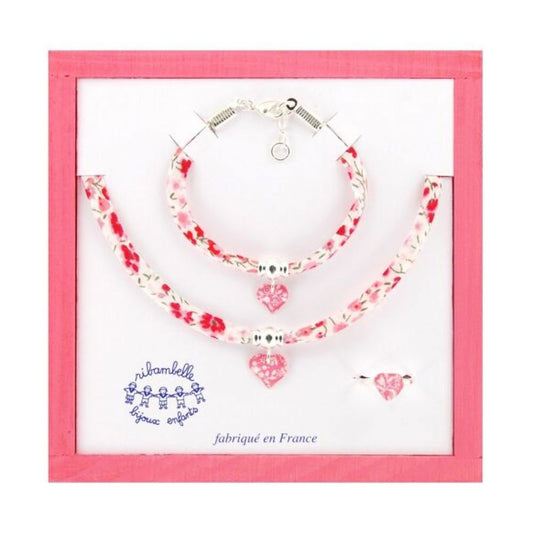 Coffret bijoux enfant - collier, bracelet, bague liberty - coeur