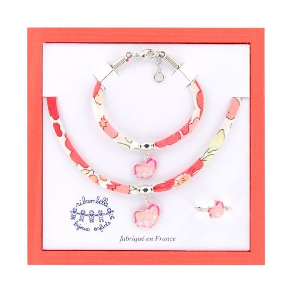 Coffret bijoux enfant - collier, bracelet, bague liberty - licorne