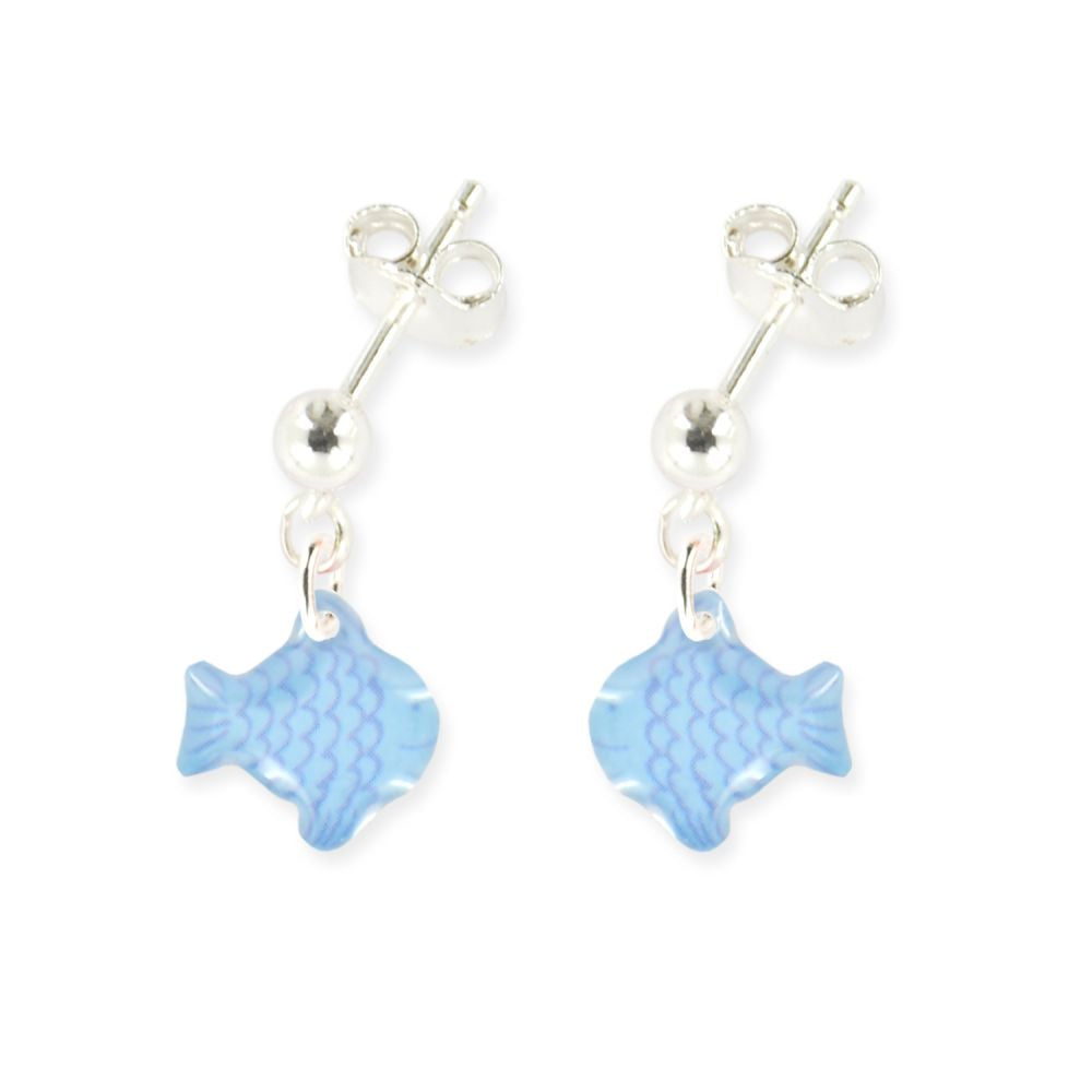 Boucles d'oreilles pendantes enfant argent 925 - poisson