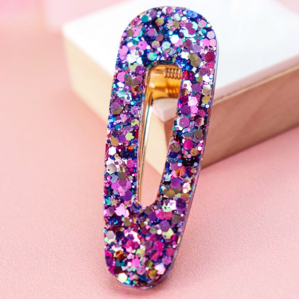Barrette à cheveux - triangle - paillettes violettes