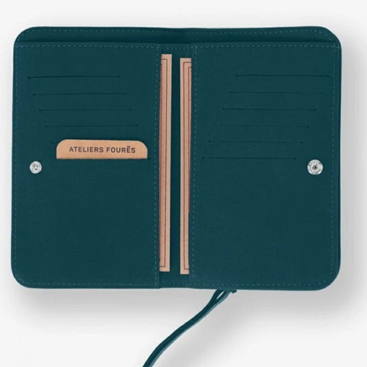 Portefeuille dos à dos - Bleu paon