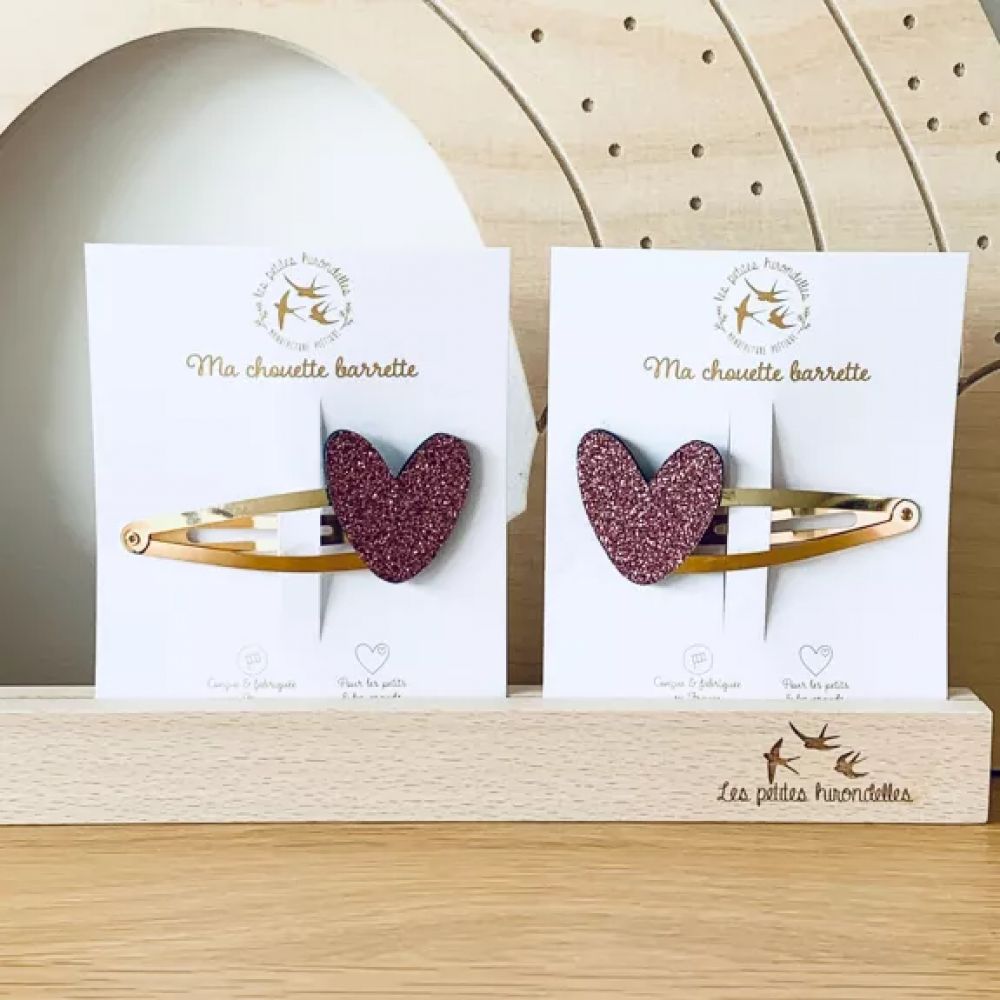 Barrette à cheveux - grand format - simple - Coeur rose