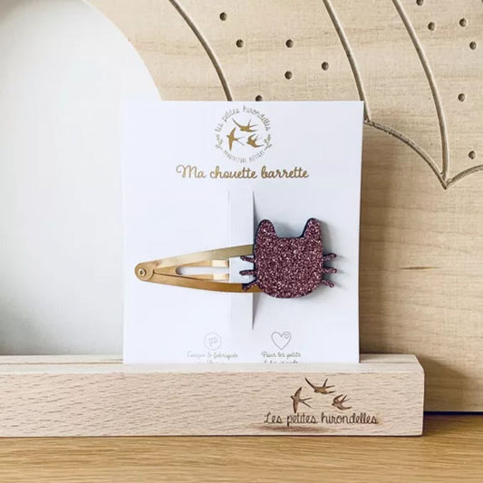 Barrette à cheveux - grand format - simple - Chat rose