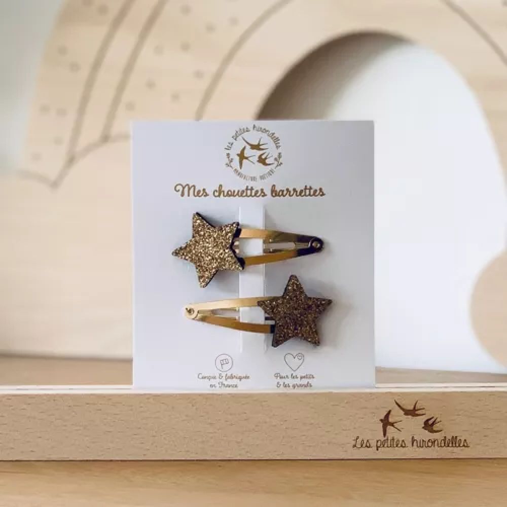 Barrettes à cheveux - petit format - paire - Etoile dorée