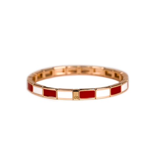 Bracelet Simone à Bordeaux - Fin serti - rouge & blanc
