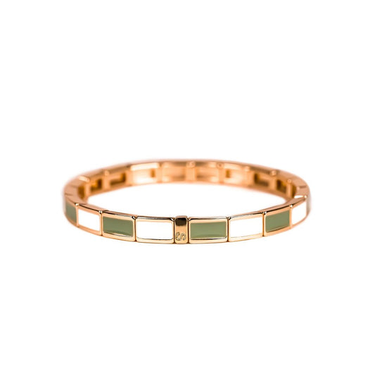 Bracelet Simone à Bordeaux - Fin serti - sauge & blanc