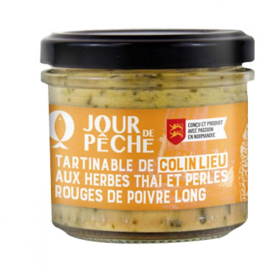 Tartinable de colin-lieu, herbes thaï, perles rouges de poivre long - Jour de Pêche