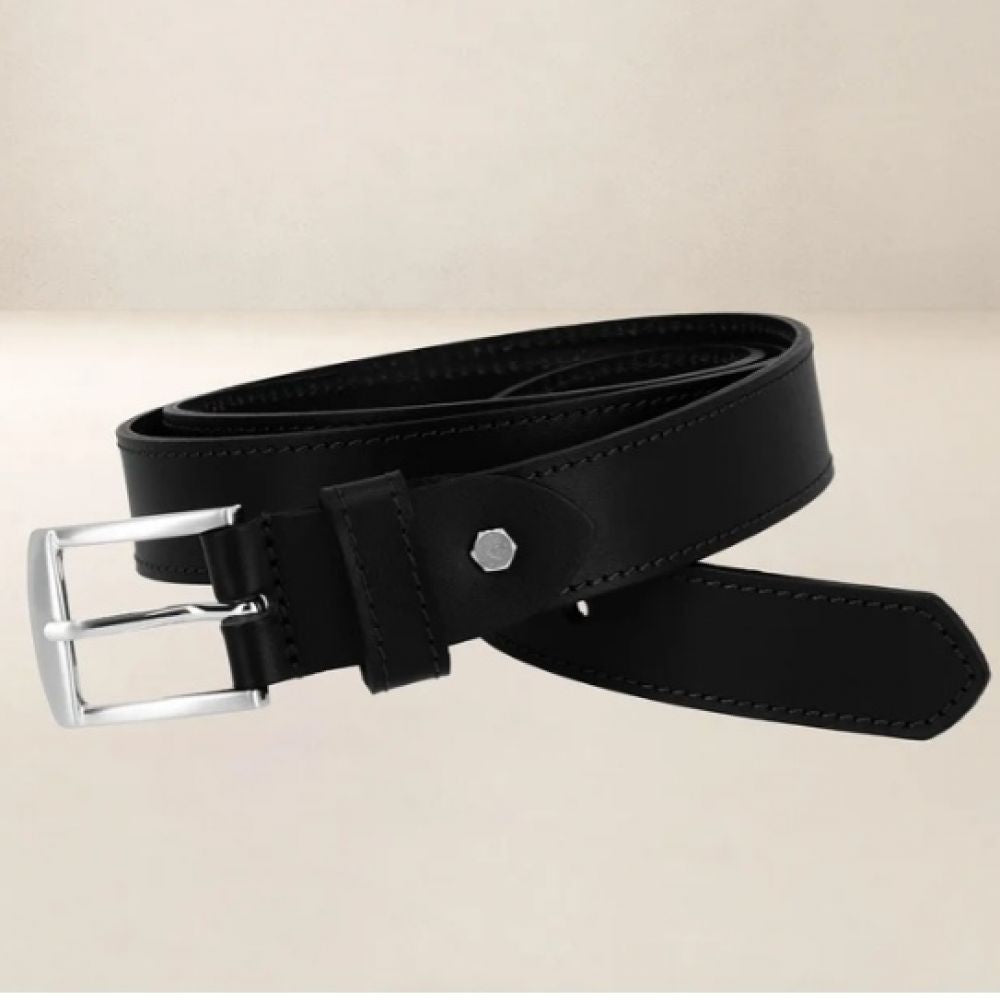 Ceinture cuir 30mm surpiquée modèle 331 - Noir