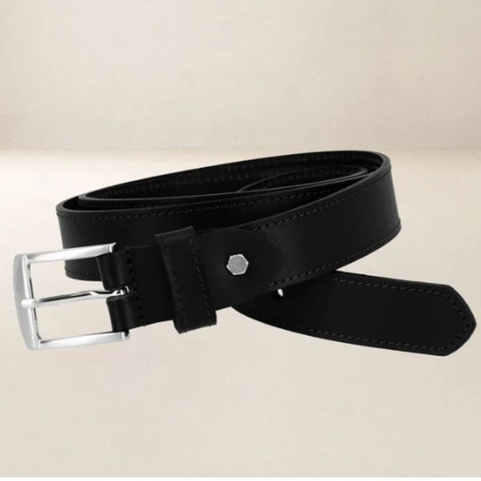 Ceinture cuir 30mm surpiquée modèle 331 - Noir