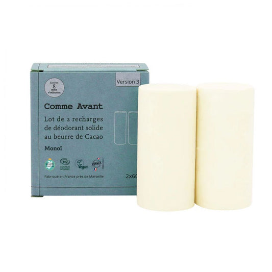 Déodorant naturel solide Comme Avant - Lot de 2 recharges Monoi