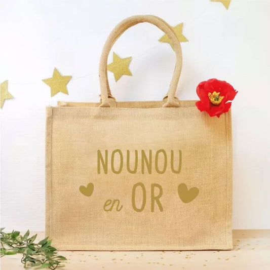 Grand panier en jute - Nounou en or