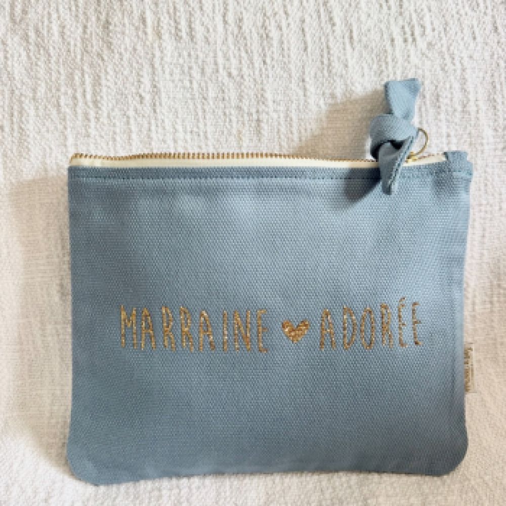 Pochette - bleu nuage - Marraine adorée