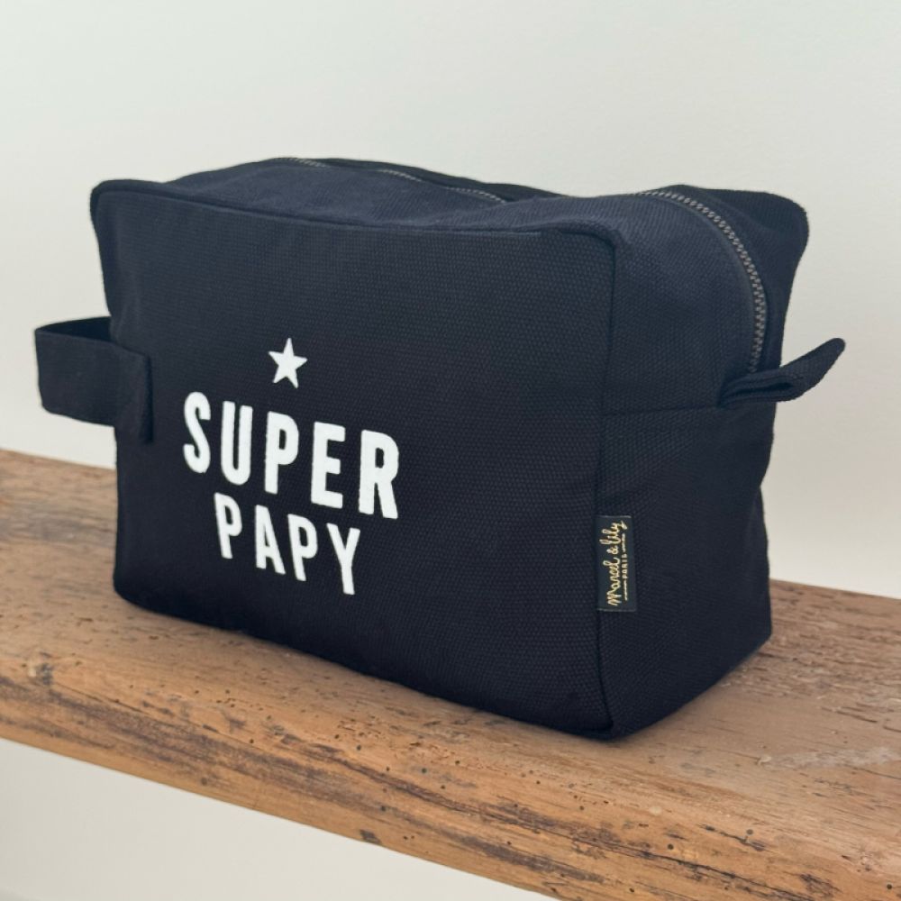 Trousse de toilette noire - Super papy